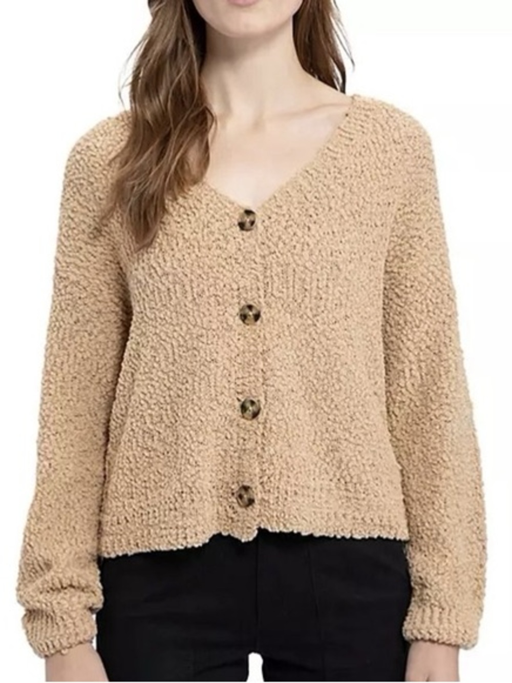 Sanctuary  Taupe Button Front Popcorn Knit Cardigan • Sz S